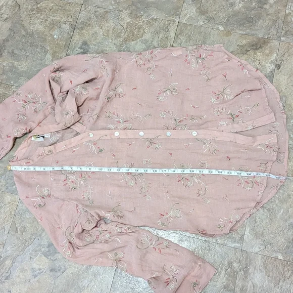 fig and flower Large Dusty Rose Floral Embroidered Long Sleeve Button Down Shirt - Picture 10 of 10